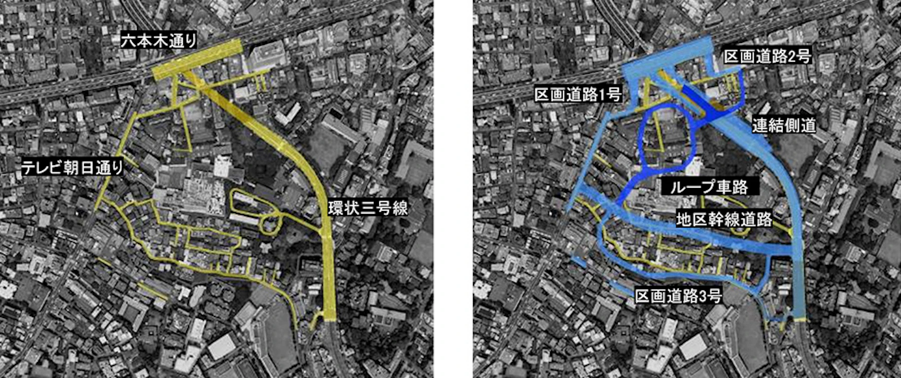 六本木ヒルズの従前・従後での交通網の変化