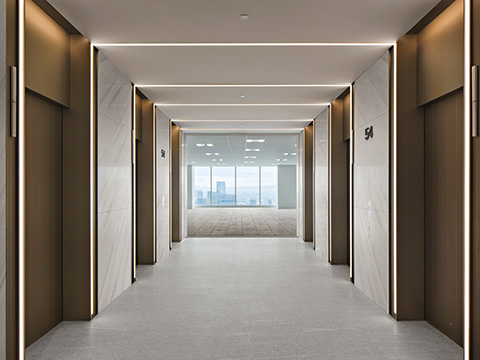 Elevator hall on the standard office floor