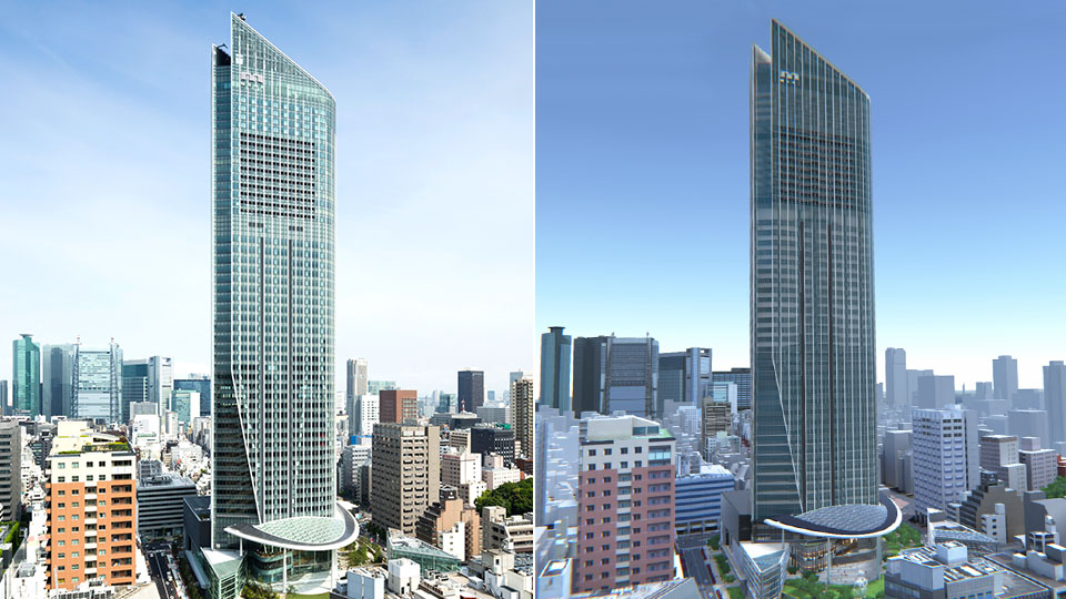 Actual completed building (left) and VR (right)